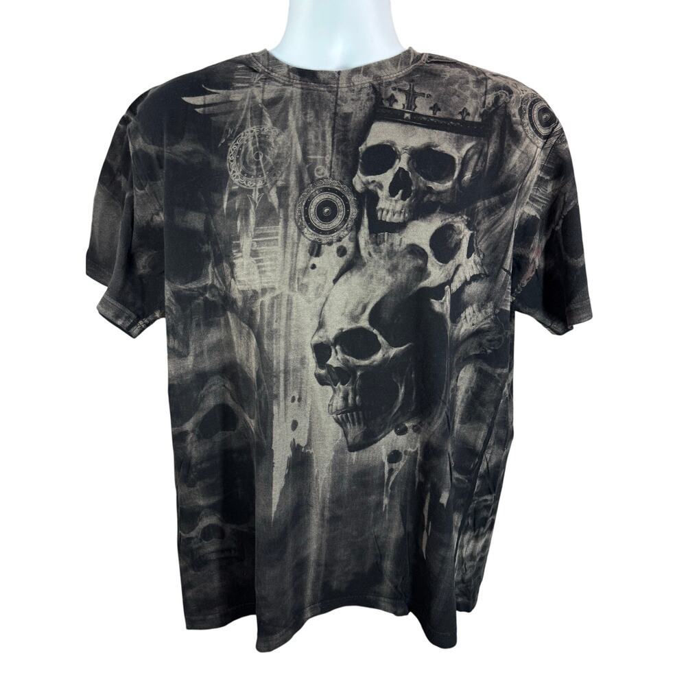 Xtreme Couture Black White Skeleton Short Sleeve T-Shirt XL